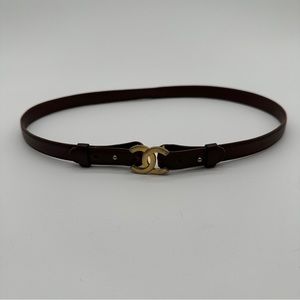 Vintage Brown Chanel Leather Belt 75cm - image 1